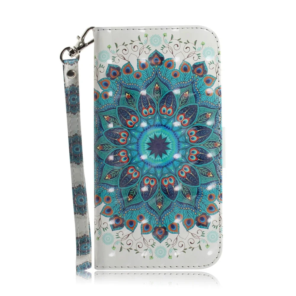 Pattern Printing Light Spot Decor Leather Wallet Case for Samsung Galaxy A50 / A50s / A30s - Blue Flower - 2
