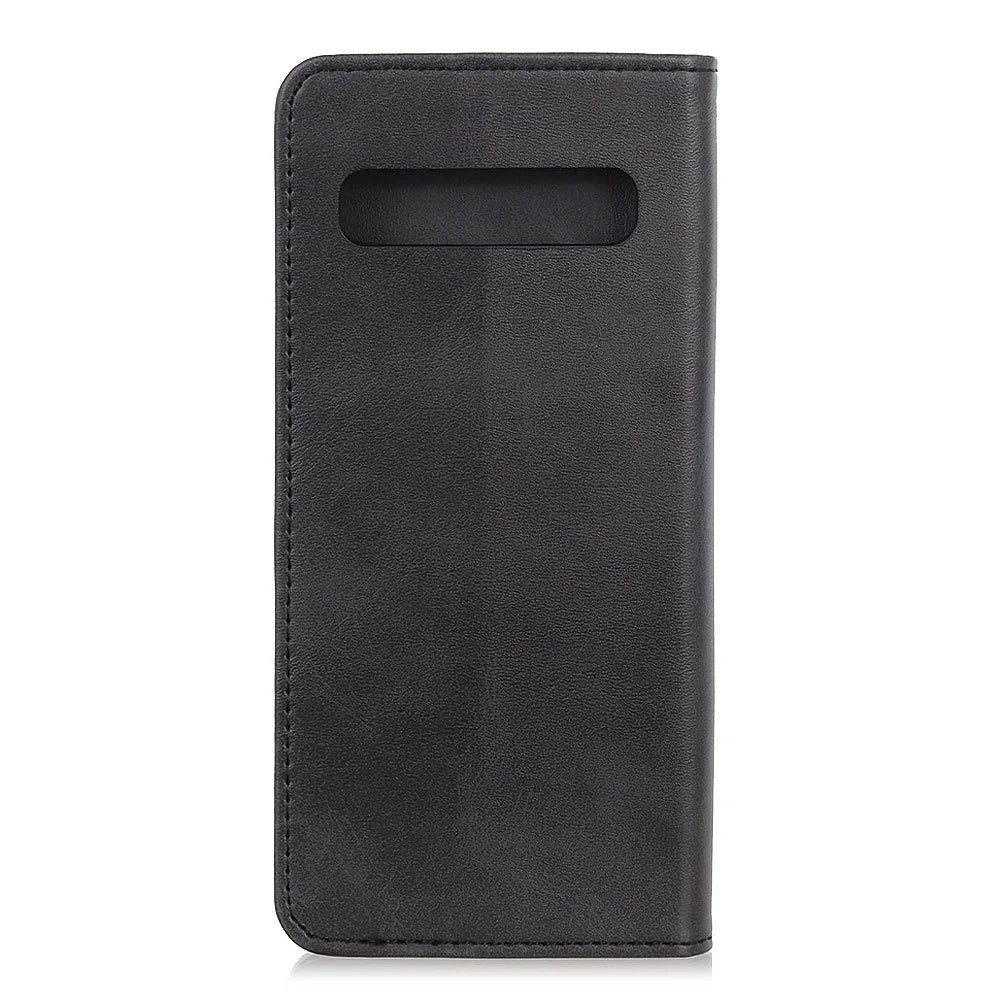 Auto-absorbed Split Leather Wallet Stand Case Shell for Samsung Galaxy S10 Plus - Black - 7