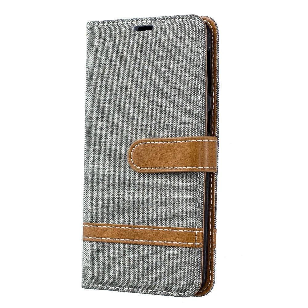 Assorted Color Jeans Cloth Wallet Leather Case Cover for Samsung Galaxy A40 - Grey - 2