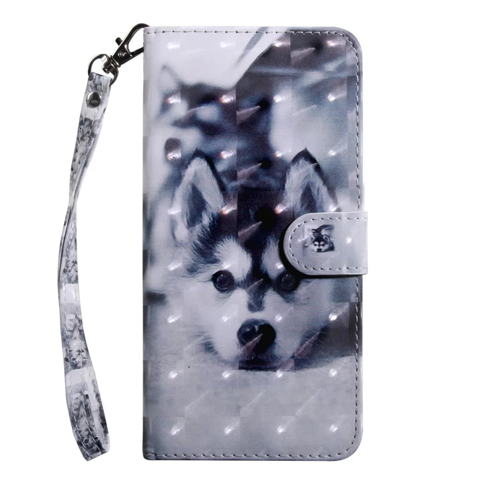 Pattern Printing Light Spot Decor Wallet Stand Leather Case for Samsung Galaxy A70 - Cute Dog - 2