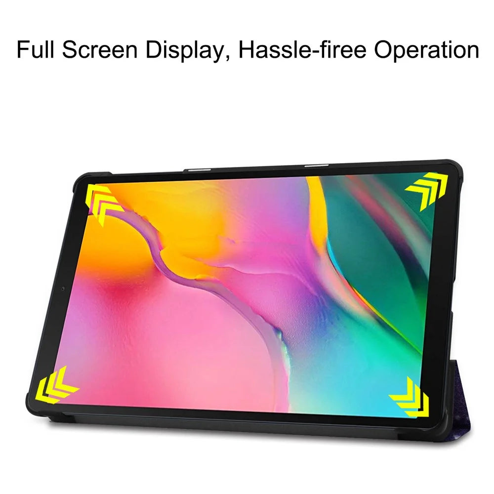 Pattern Printing Wear-resistant PU Leather Tri-fold Stand Auto Wake/Sleep Case for Samsung Galaxy Tab A 10.1 (2019) SM-T510 (Wi-Fi)/SM-T515 (LTE) - Galaxy Pattern - 5
