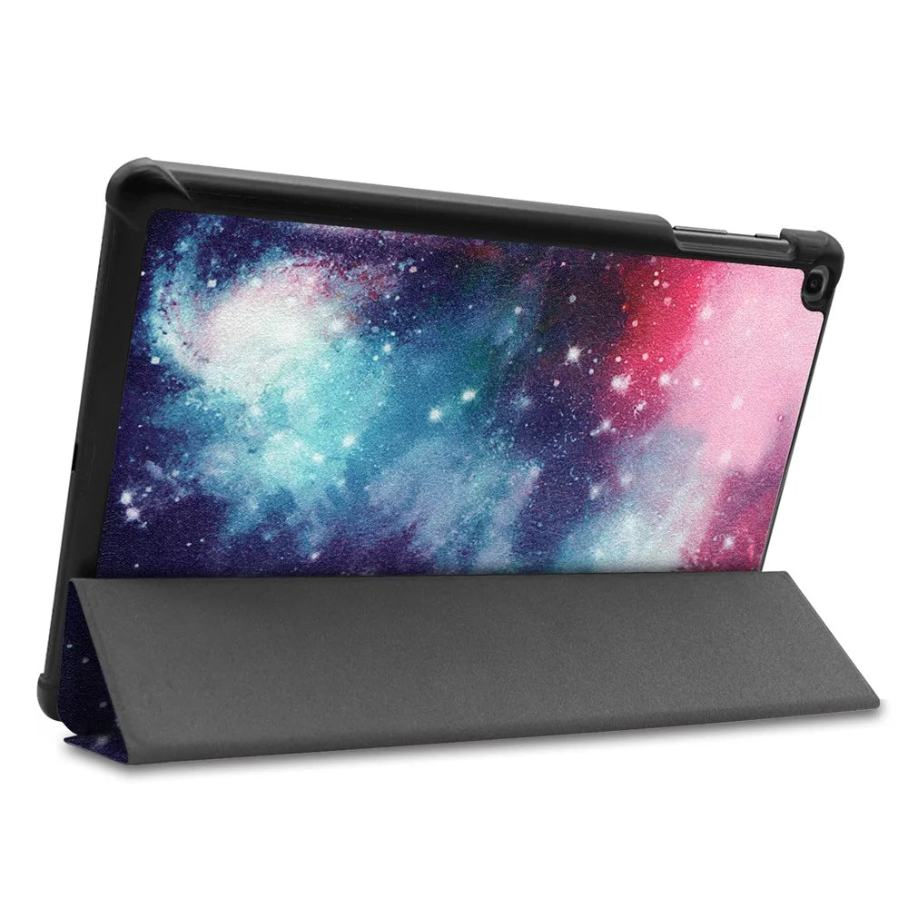 Pattern Printing Wear-resistant PU Leather Tri-fold Stand Auto Wake/Sleep Case for Samsung Galaxy Tab A 10.1 (2019) SM-T510 (Wi-Fi)/SM-T515 (LTE) - Galaxy Pattern - 6