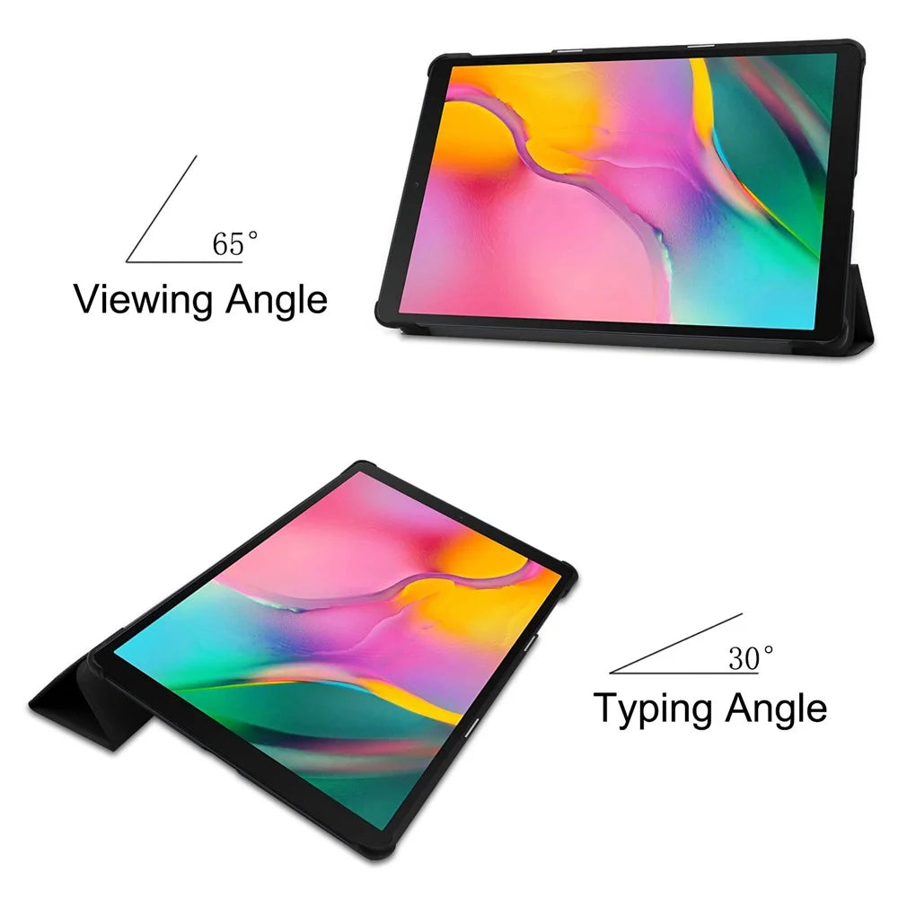 Ultra Lightweight Tri-Fold Stand PU Leather Hard PC Protective Cover for Samsung Galaxy TAB A 10.1 2019 SM-T510 / SM-T515 - Black - 3