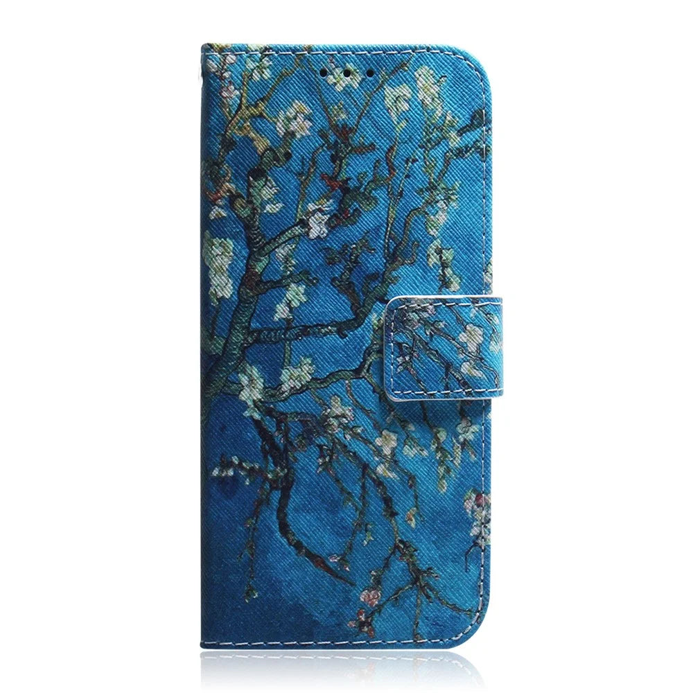 Patterned Leather Wallet Case for Samsung Galaxy A70 - Tree with Flowers - 2