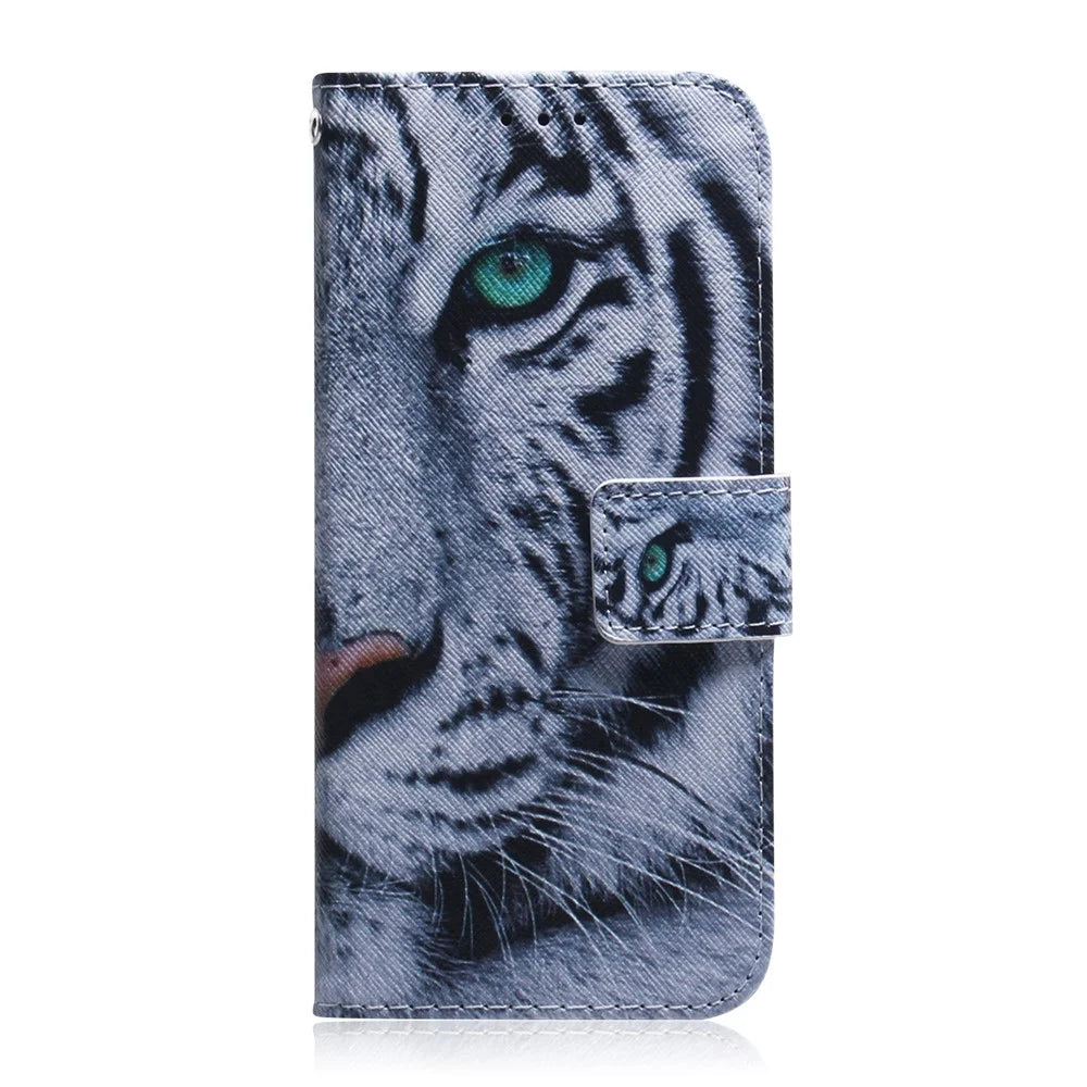Patterned Leather Wallet Case for Samsung Galaxy A40 - Tiger - 2