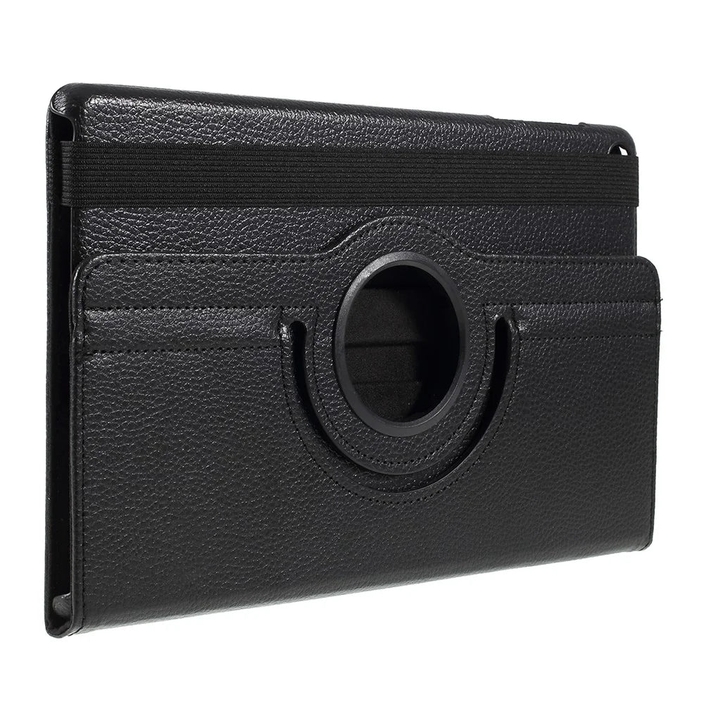 For Samsung Galaxy TAB A 10.1 (2019) SM-T510 / SM-T515 Litchi Texture Leather Tablet Cover with 360-Degree Rotation Multi-Angle Supporting - Black - 2