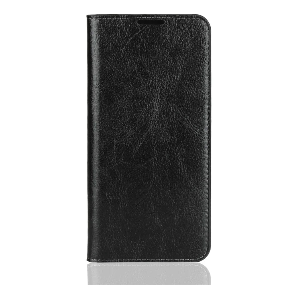 Crazy Horse Wallet Stand Genuine Leather Case for Samsung Galaxy A50/A50s/A30s - Black - 2
