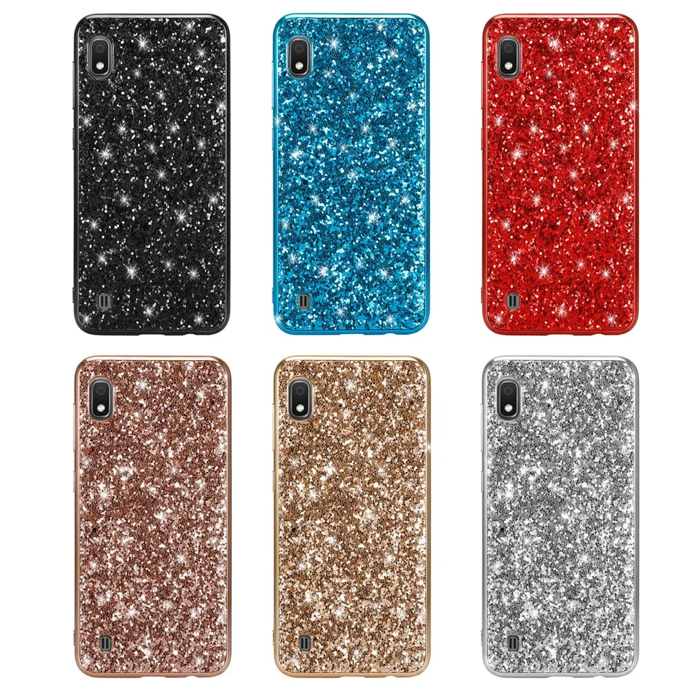 Glittery Sequins Gel PC+TPU Cell Phone Back Case for Samsung Galaxy A10 - Blue - 7