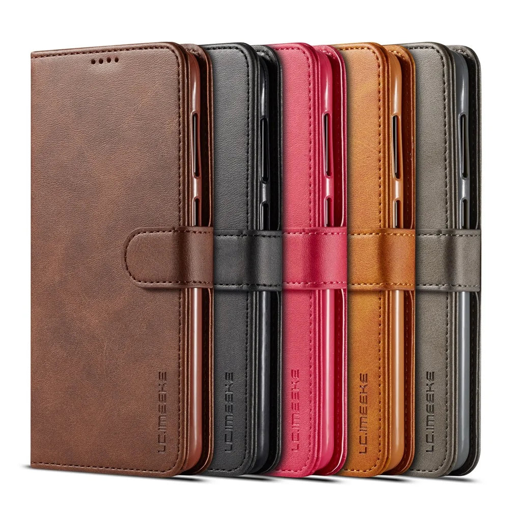 LC.IMEEKE Leather Wallet Case for Samsung Galaxy A40 - Black - 4