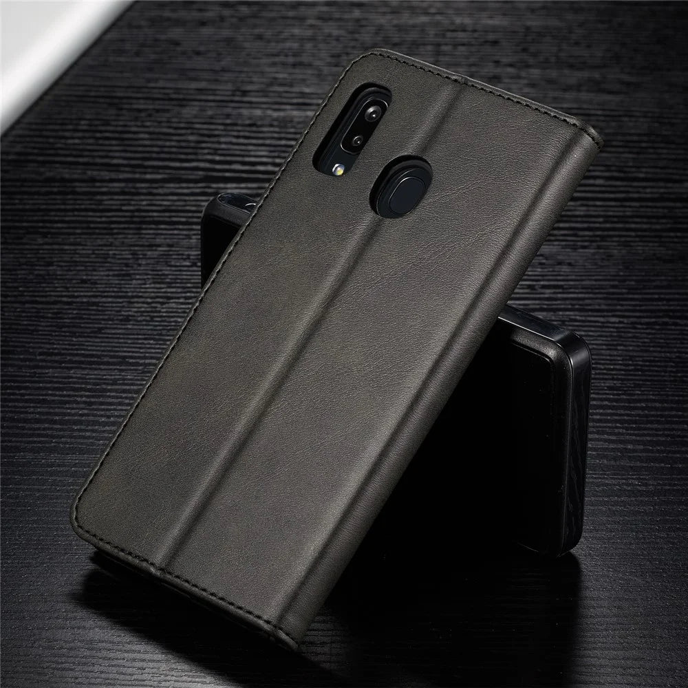 LC.IMEEKE Leather Wallet Case for Samsung Galaxy A40 - Black - 6