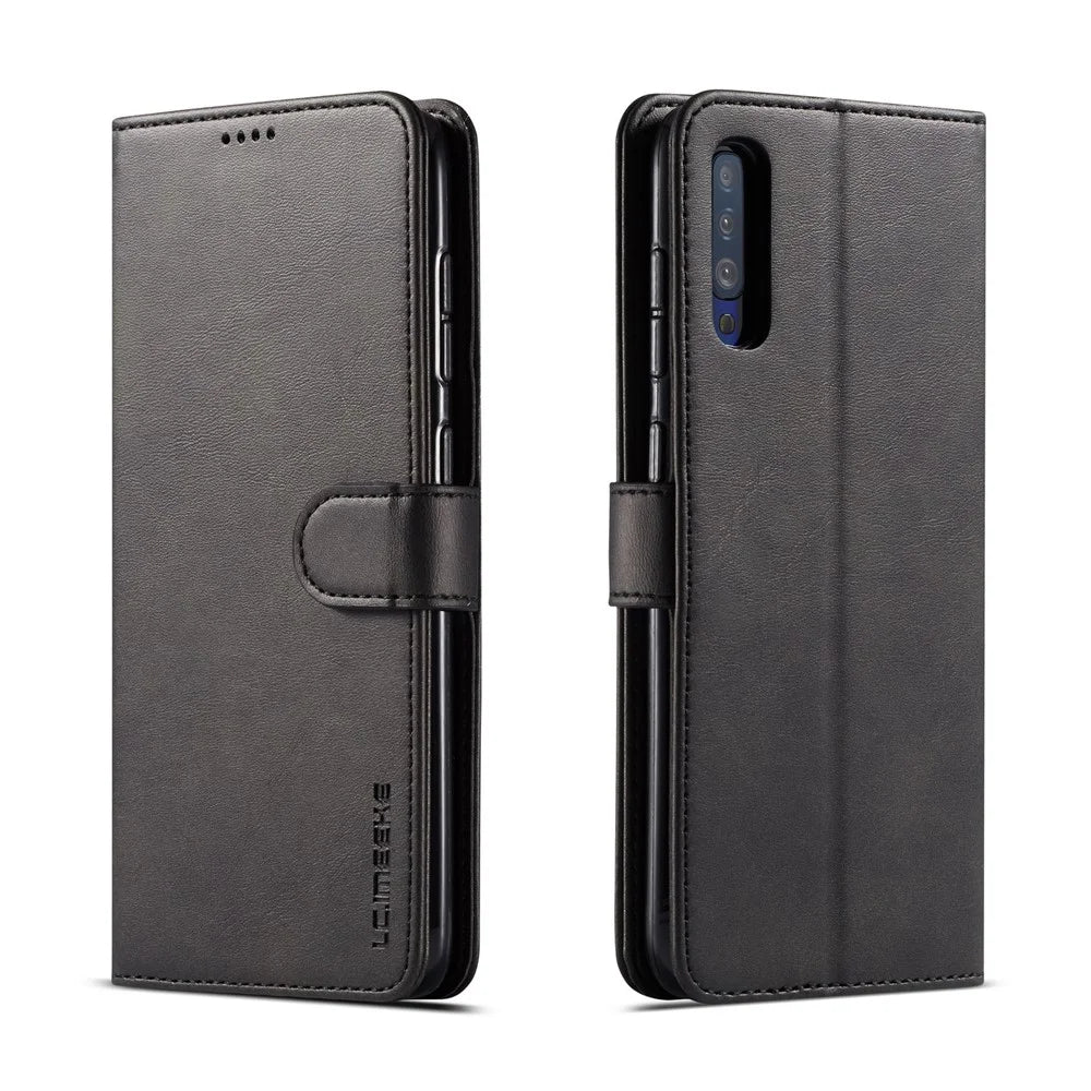 LC.IMEEKE Leather Wallet Case for Samsung Galaxy A50/A50s/A30s - Black - 1
