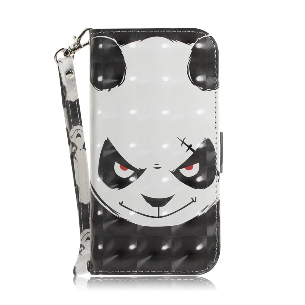 Pattern Printing Light Spot Decor Leather Wallet Stand Case for Samsung Galaxy A20e - Panda Pattern - 2