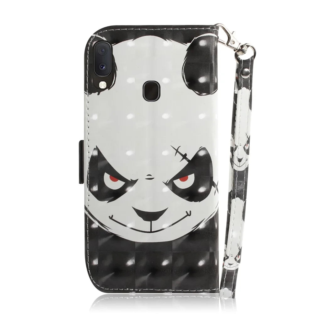 Pattern Printing Light Spot Decor Leather Wallet Stand Case for Samsung Galaxy A20e - Panda Pattern - 3