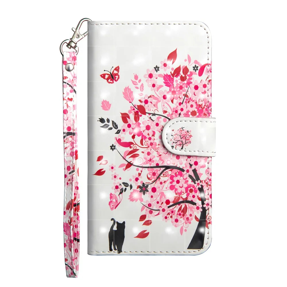 Pattern Printing Light Spot Decor Leather Wallet Cover for Samsung Galaxy A20e - Flowered Tree - 2