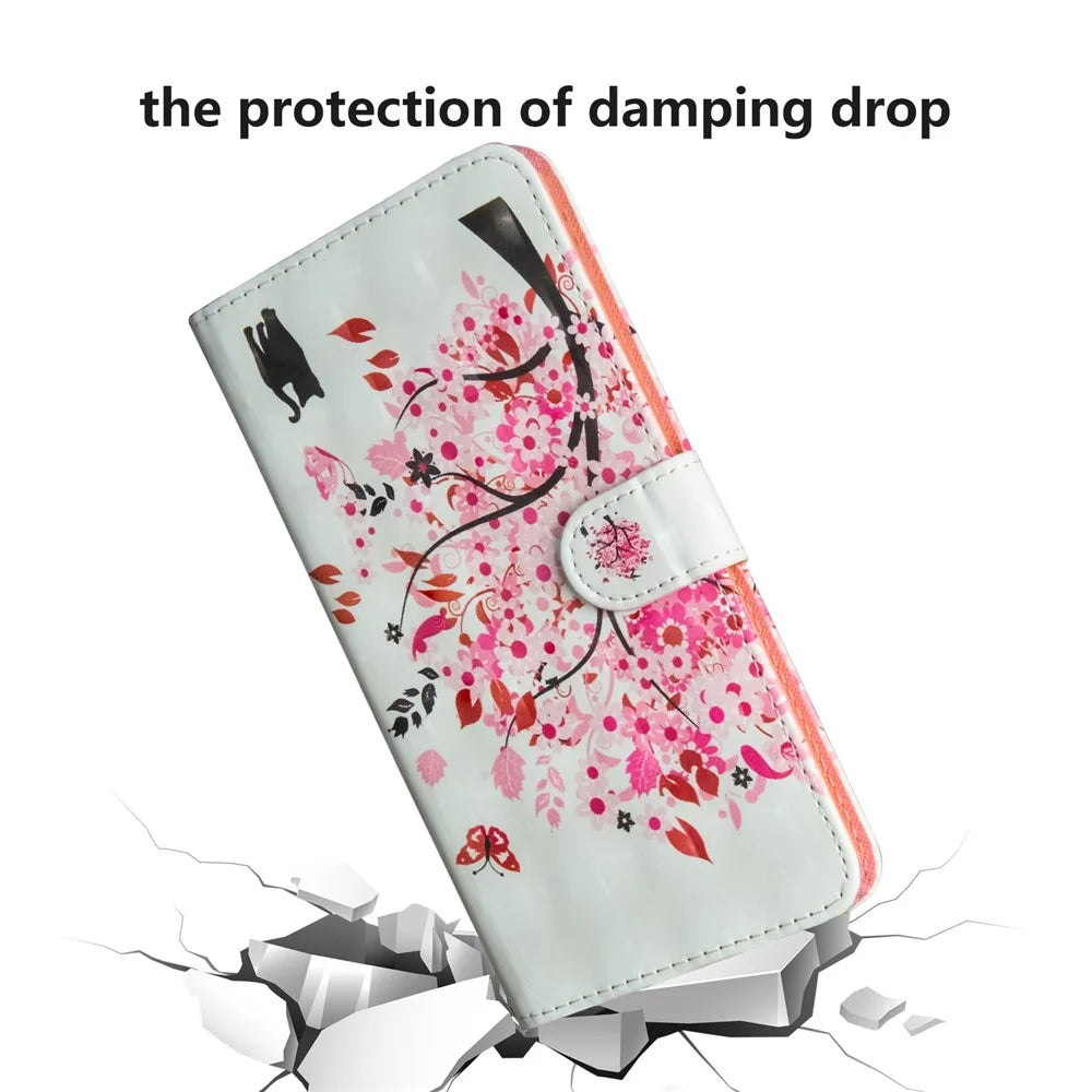 Pattern Printing Light Spot Decor Leather Wallet Cover for Samsung Galaxy A20e - Flowered Tree - 5