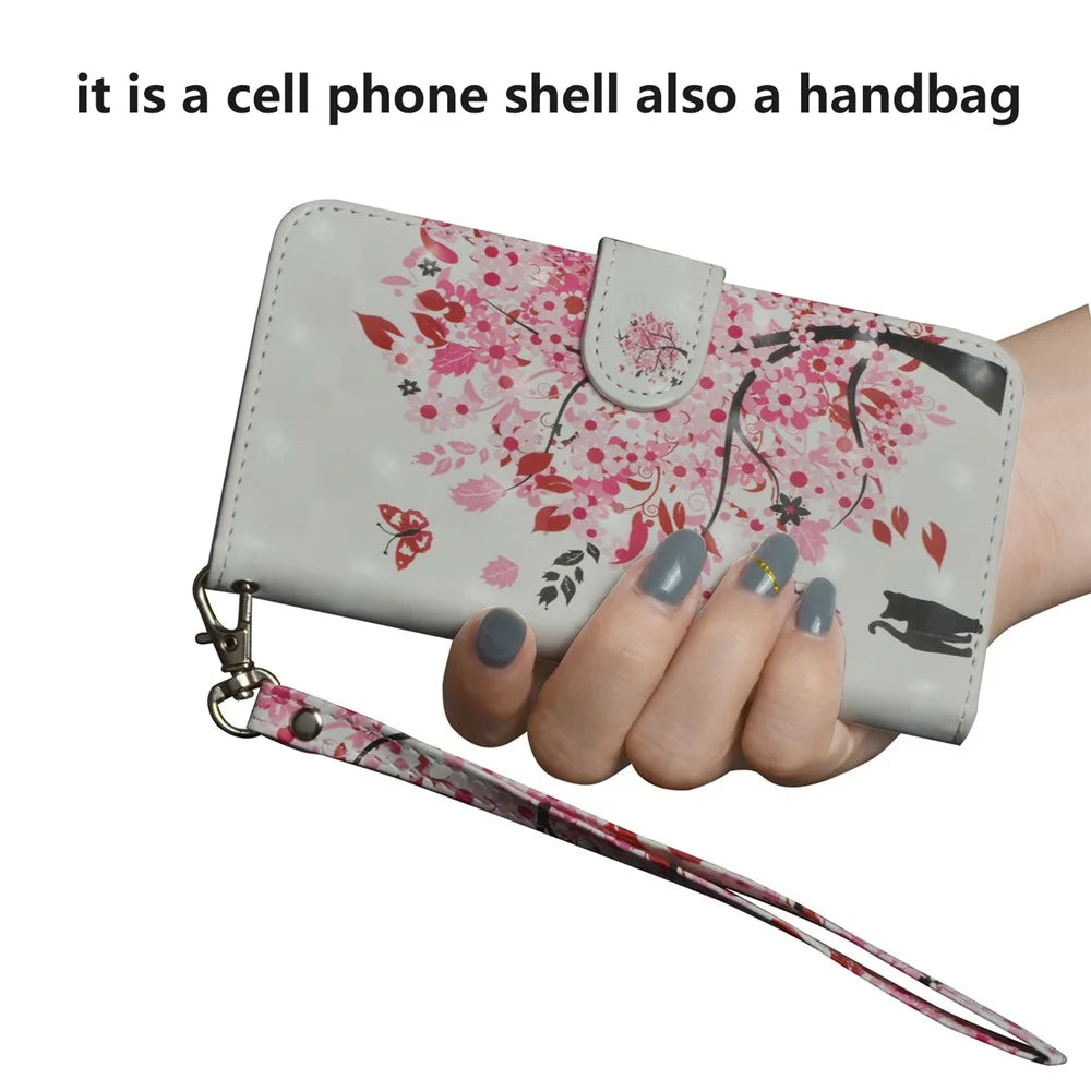 Pattern Printing Light Spot Decor Leather Wallet Cover for Samsung Galaxy A20e - Flowered Tree - 7
