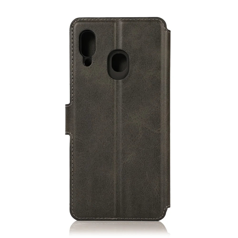 PU Leather + TPU Wallet Style Protection Phone Case for Samsung Galaxy A20 / A30 - Black - 4