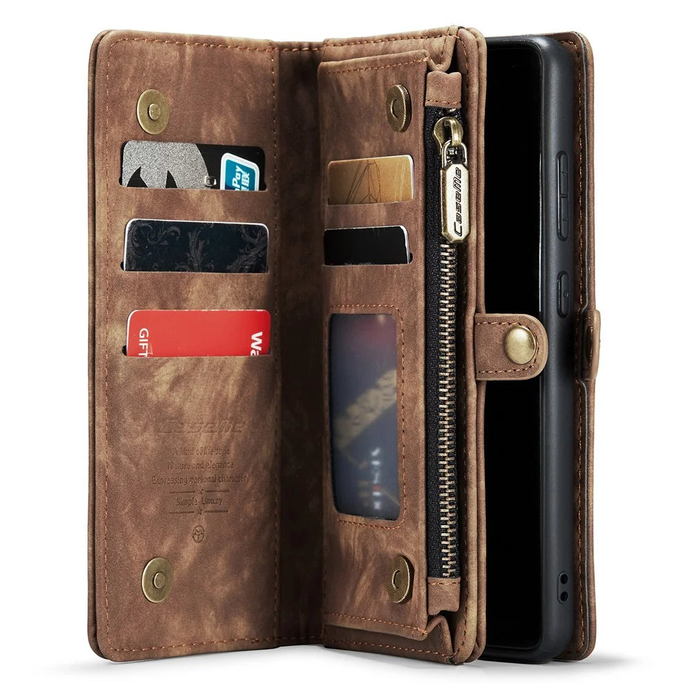 CASEME 008 Series 2-in-1 Multi-slot Wallet Vintage PU Leather Phone Case for Samsung Galaxy A50 / A50s / A30s  - Brown - 4