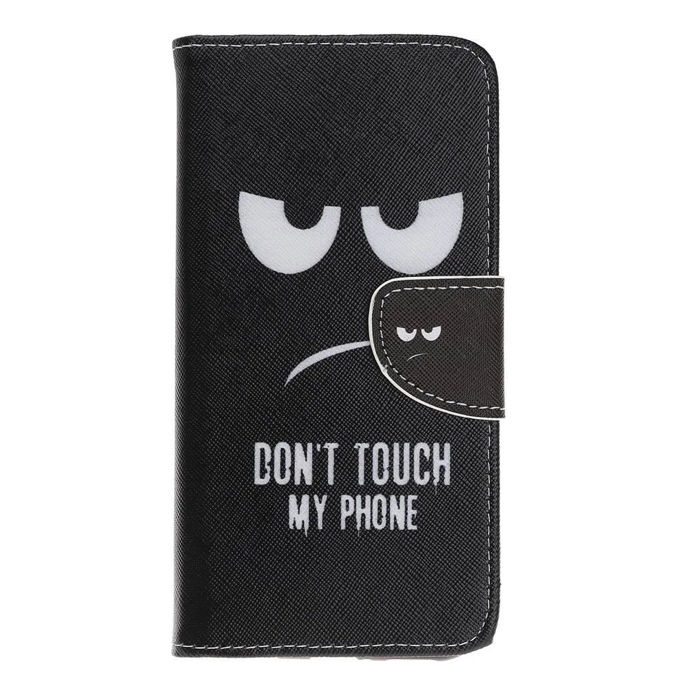 Cross Texture Pattern Printing Flip Leather Wallet Case for Samsung Galaxy A20e - Don‘t Touch My Phone - 2