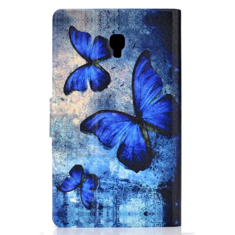 Pattern Printing Card Holder Stand PU Leather Tablet Case for Samsung Galaxy Tab A 8.0 (2017) SM-T380 / SM-T385 - Blue Butterflies - 3