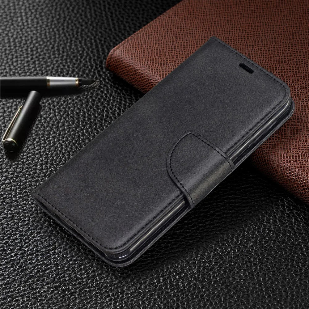 PU Leather Wallet Stand Phone Shell Cover for Samsung Galaxy A20e - Black - 7