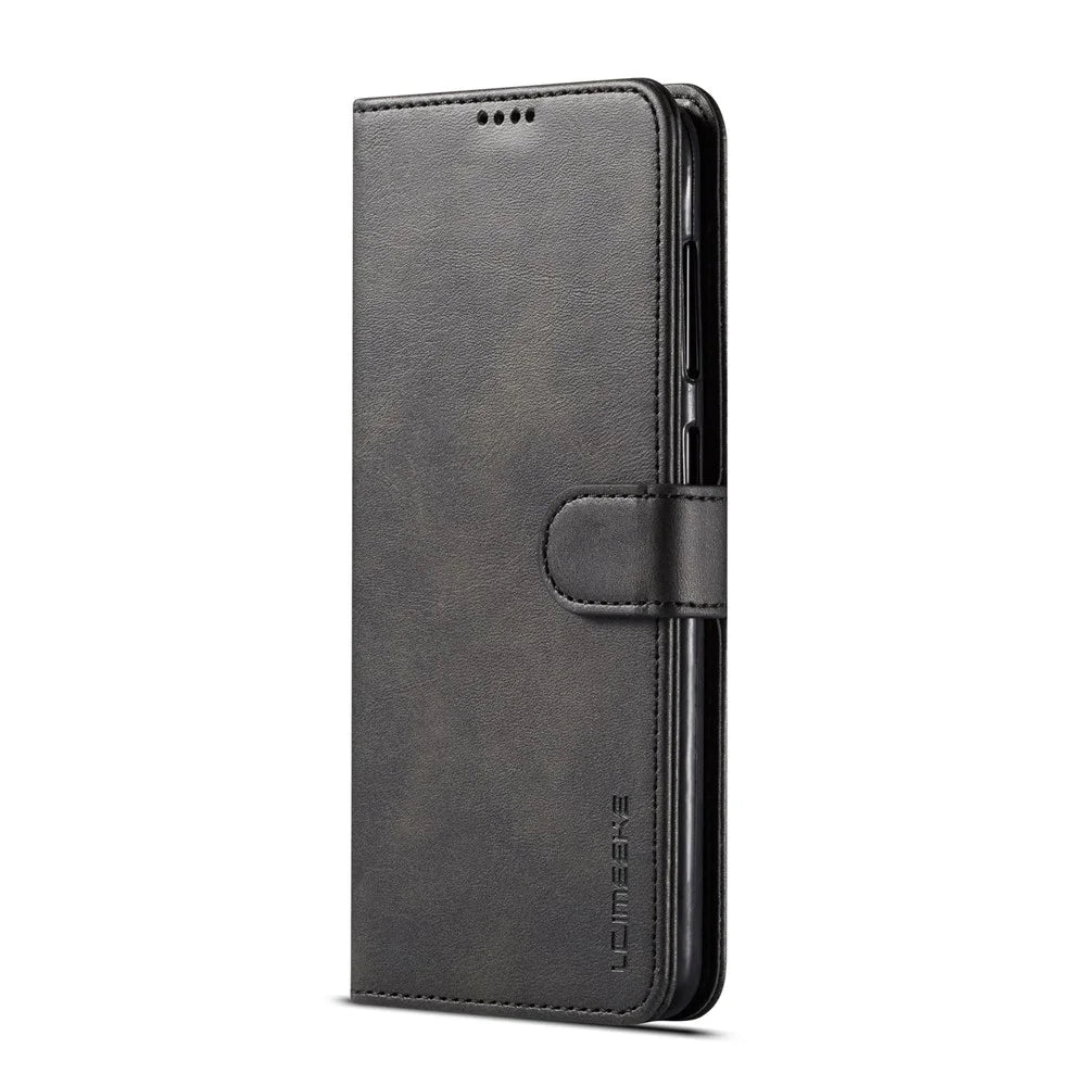 LC.IMEEKE Leather Wallet Stand Casing for Samsung Galaxy A20e - Black - 2