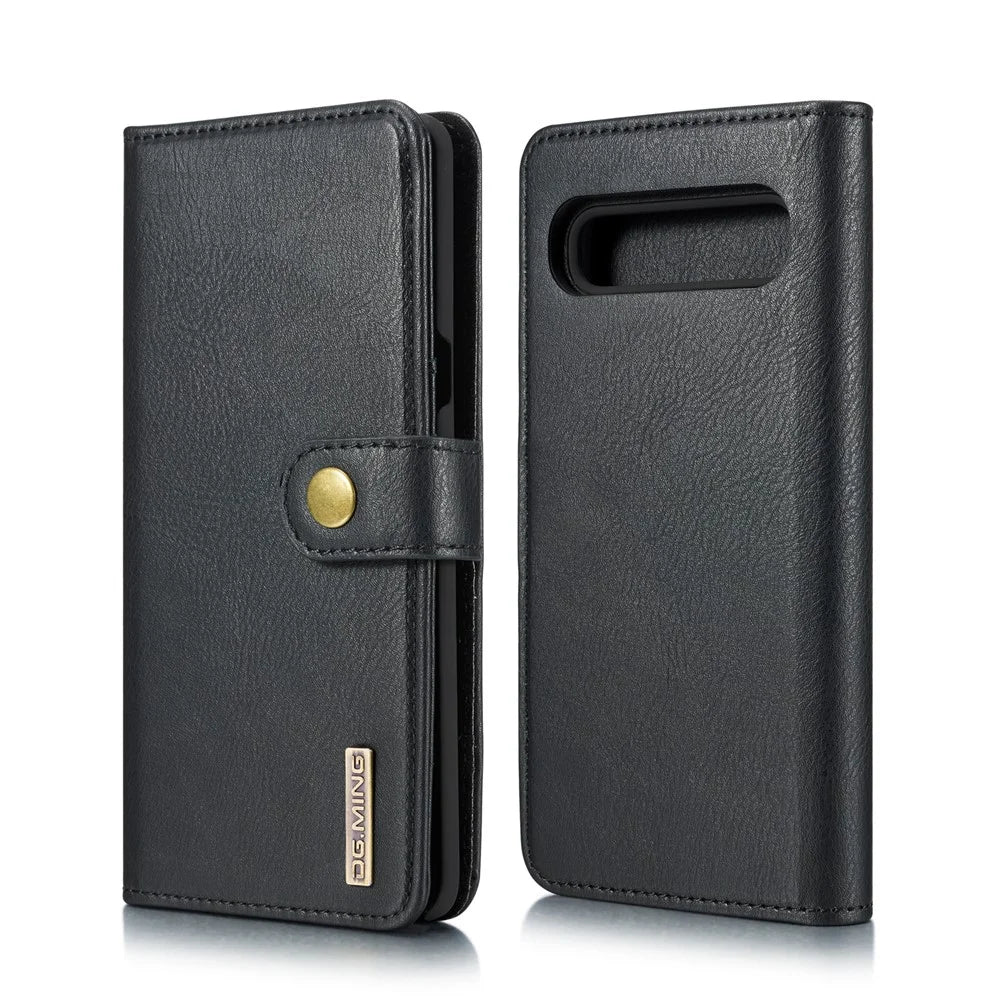 DG.MING Split Leather Phone Shell with Wallet Slot for Samsung Galaxy S10 5G - Black - 2