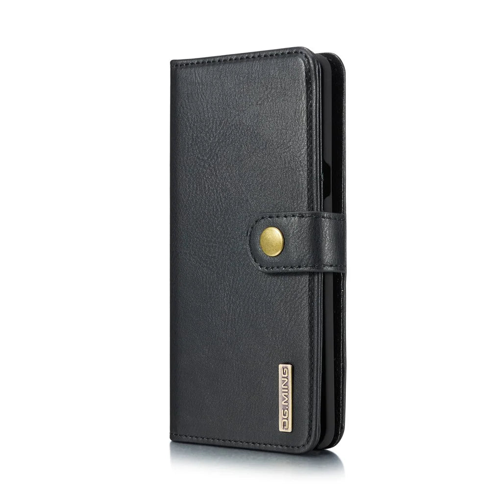 DG.MING Split Leather Phone Shell with Wallet Slot for Samsung Galaxy S10 5G - Black - 3