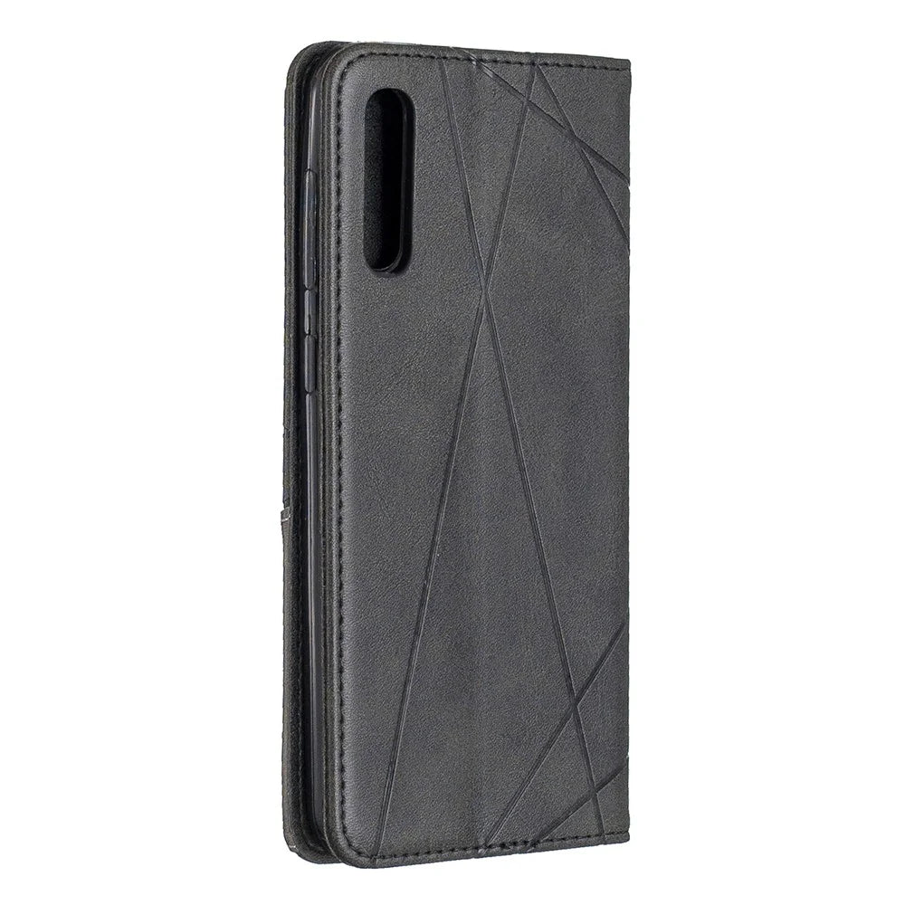 Geometric Pattern Leather Phone Case with Stand for Samsung Galaxy A50 / A50s / A30s - Black - 6