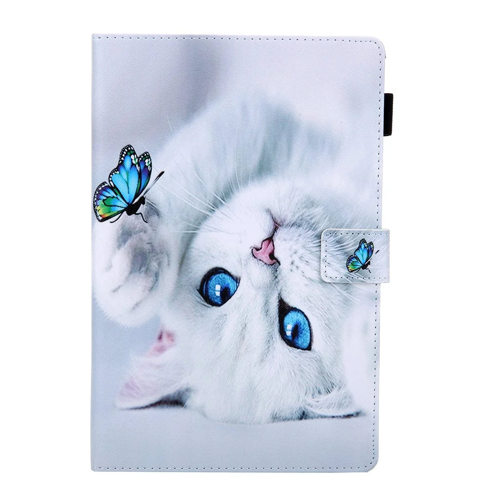 Pattern Printing PU Leather + TPU Stand Tablet Case for Samsung Galaxy Tab S5e SM-T720 - Cat - 2