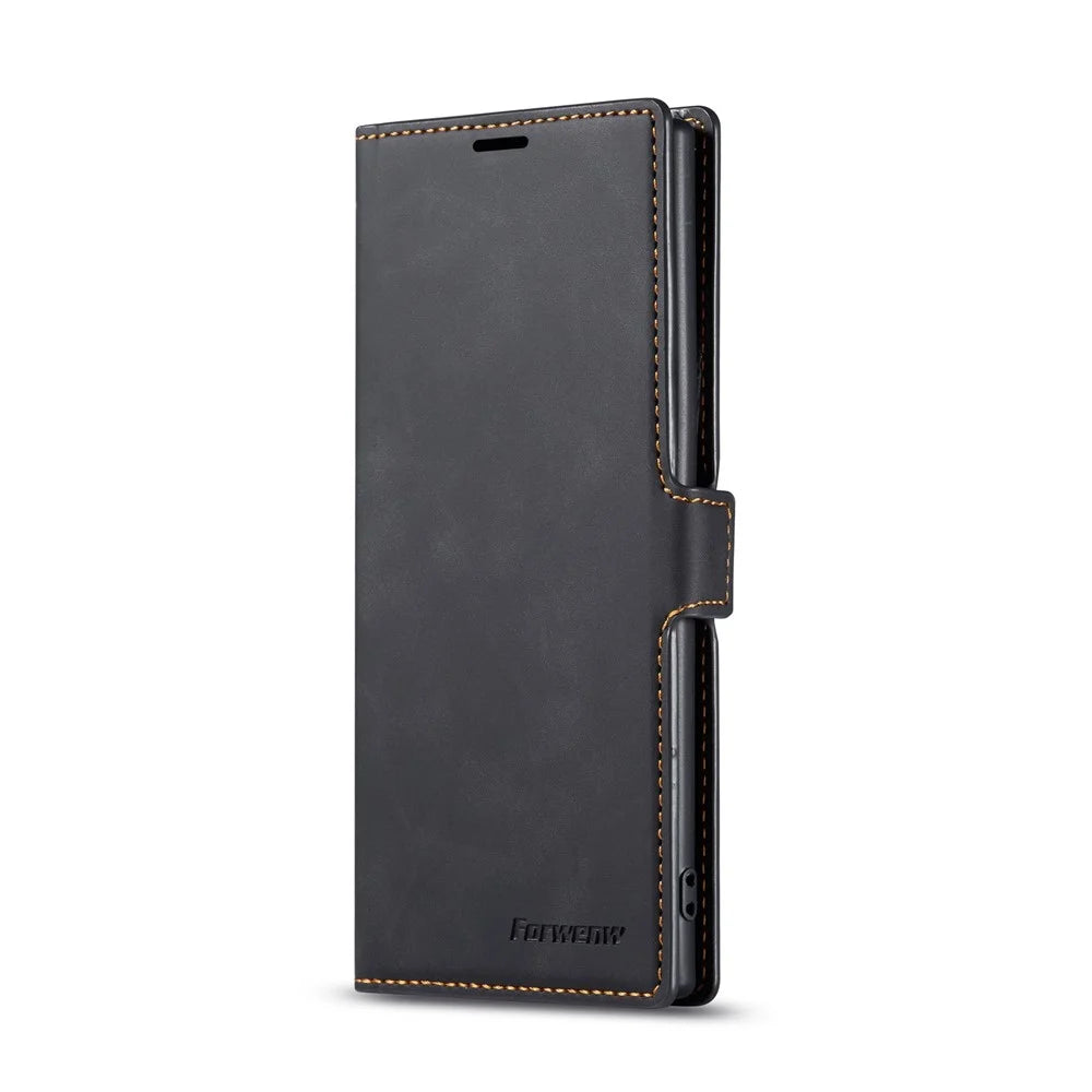 FORWENW Fantasy Series Silky Touch Leather Wallet Phone Case for Samsung Galaxy Note 10/Note 10 5G - Black - 2