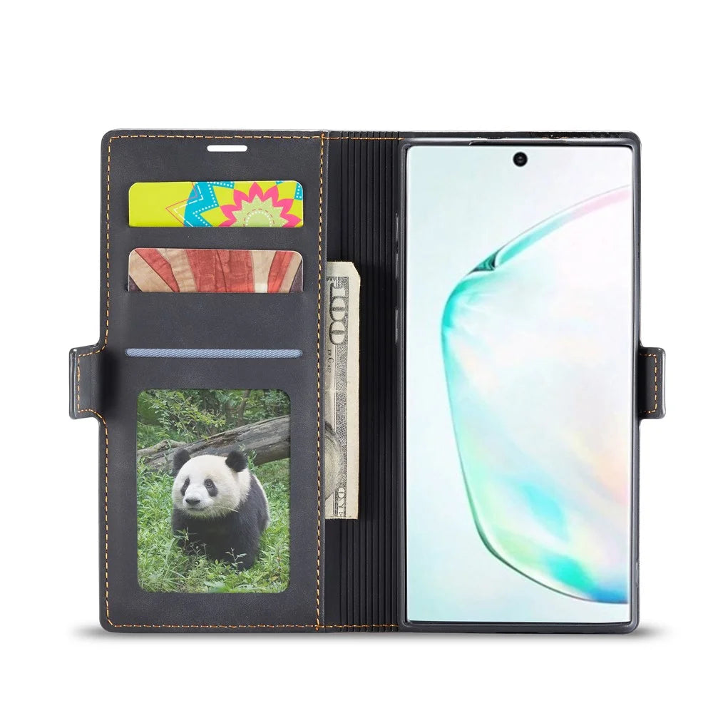FORWENW Fantasy Series Silky Touch Leather Wallet Phone Case for Samsung Galaxy Note 10/Note 10 5G - Black - 4
