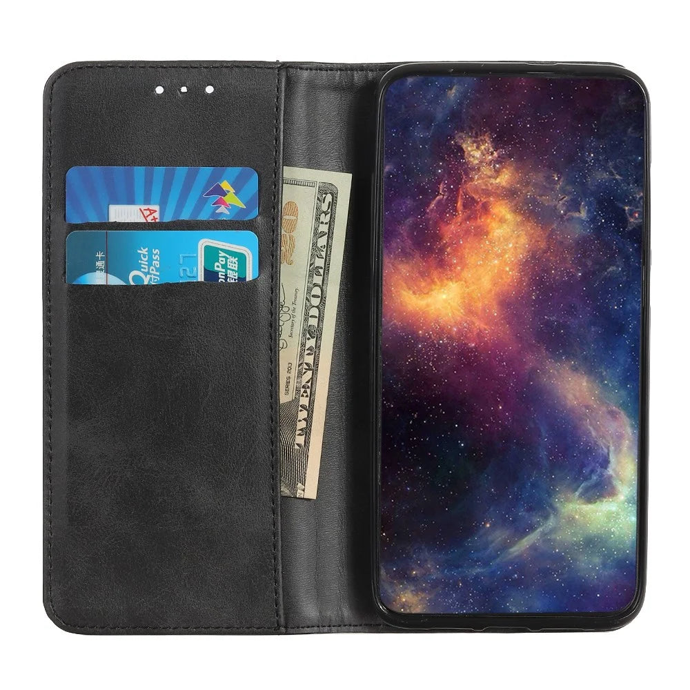 Auto-absorbed Stand Wallet Split Leather Phone Protection Case for Samsung Galaxy A50/A50s/A30s - Black - 3