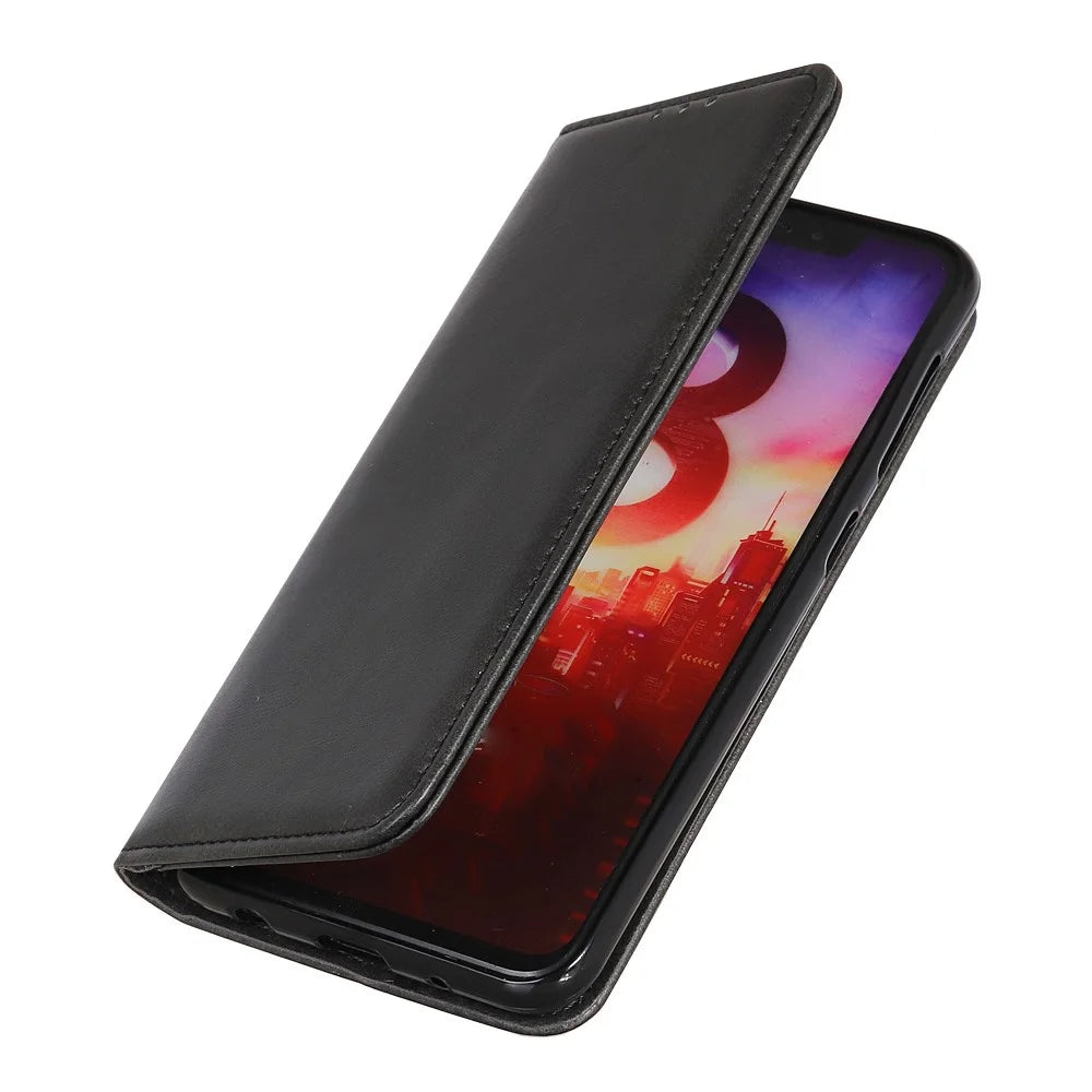 Auto-absorbed Stand Wallet Split Leather Phone Protection Case for Samsung Galaxy A50/A50s/A30s - Black - 6