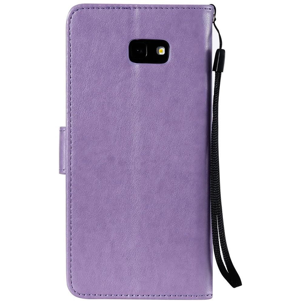 Imprint Flower Leather Wallet Cell Phone Casing for Samsung Galaxy J4+ - Purple - 2