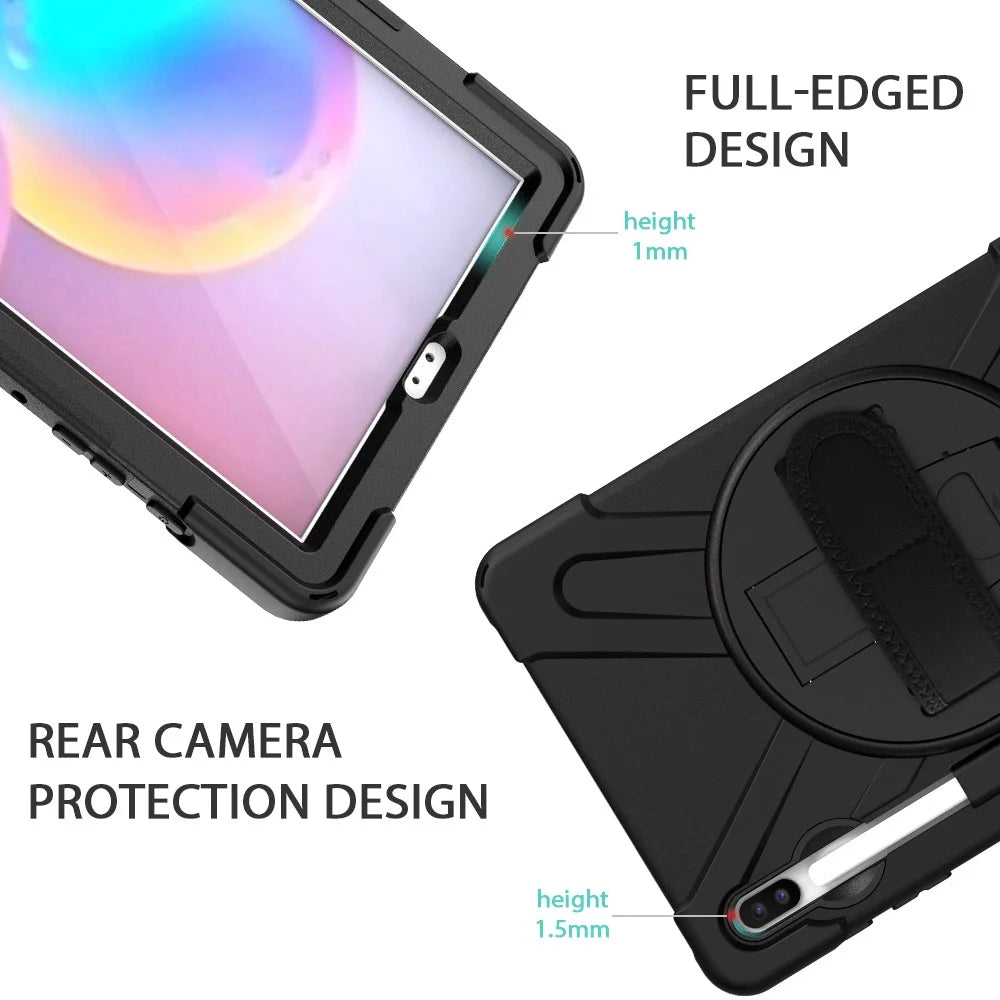X-Shape PC + TPU Combo Case with Hand Strap Kickstand for Samsung Galaxy Tab S6 SM-T860 (Wi-Fi)/T865 (LTE) - Black - 5