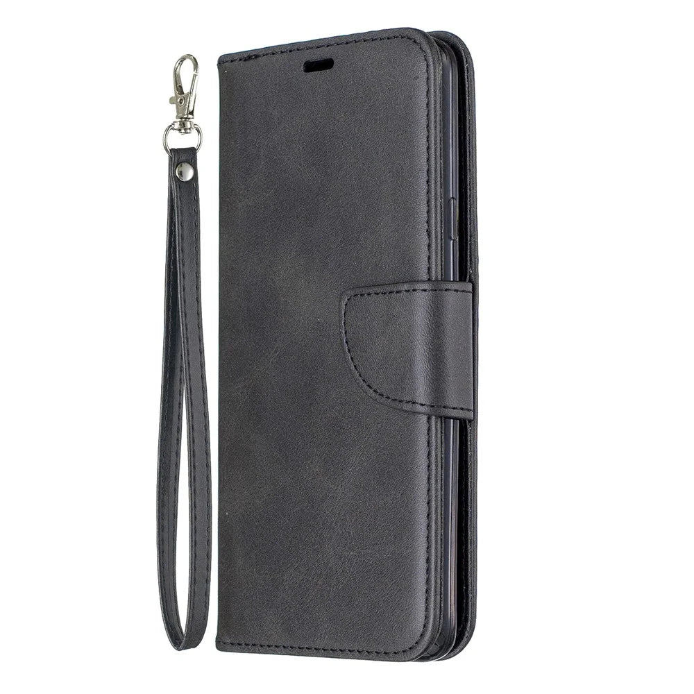 For Samsung Galaxy A20s Pure Color PU Leather Cell Shell - Black - 2