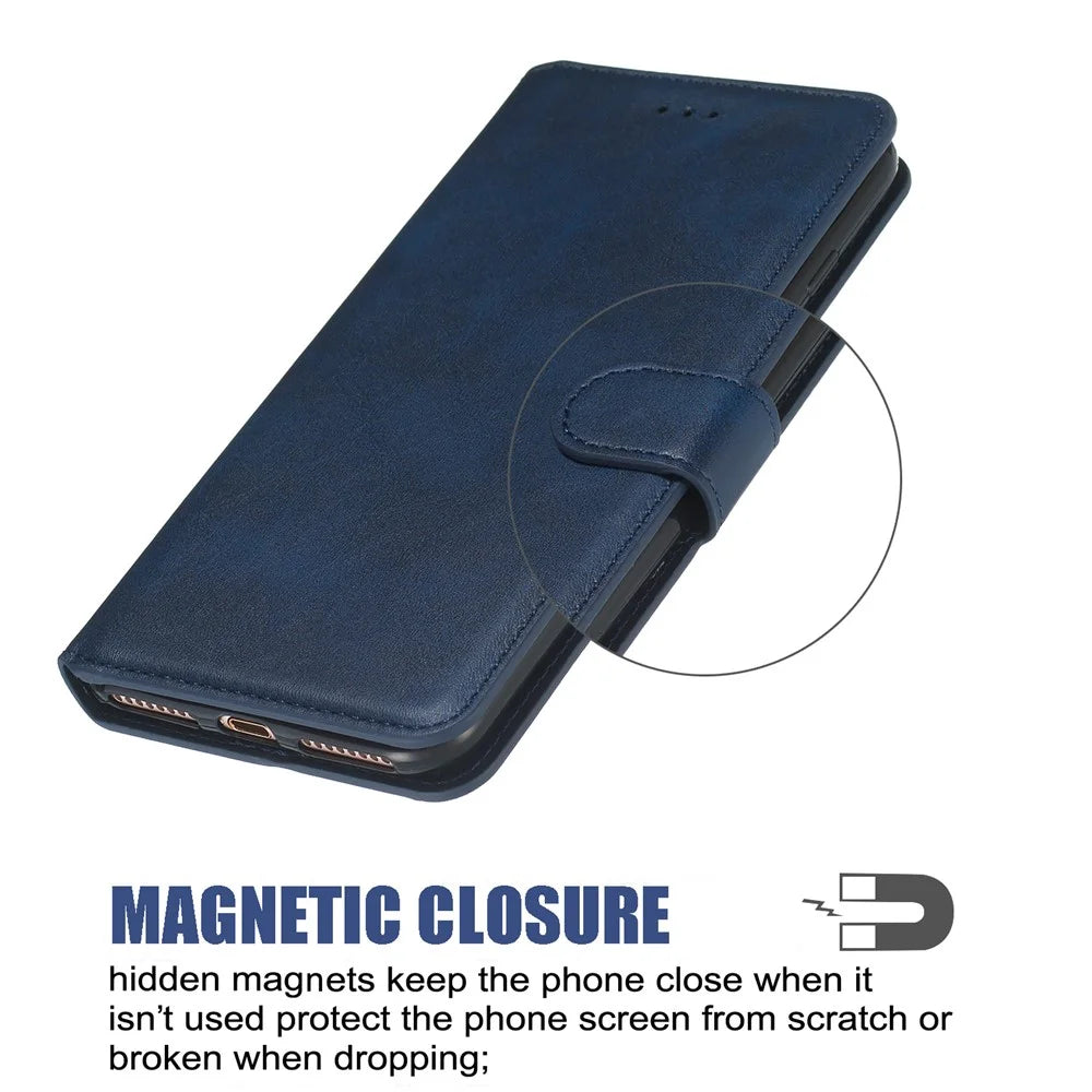 Classic Wallet Leather Stand Phone Protective Casing for Samsung Galaxy A20/A30/M10s - Blue - 3