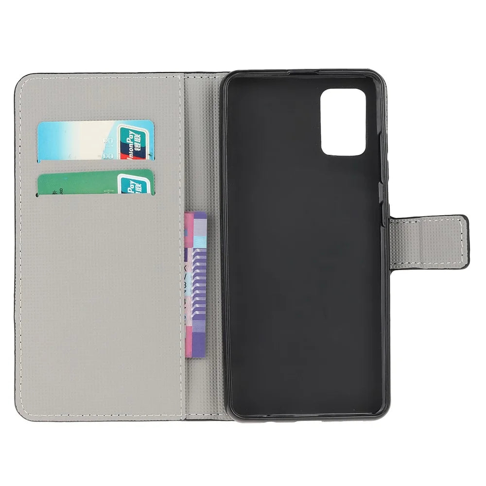 For Samsung Galaxy A51 Pattern Printing Wallet Leather Cover with Adjustable Stand - Plum Blossom - 6