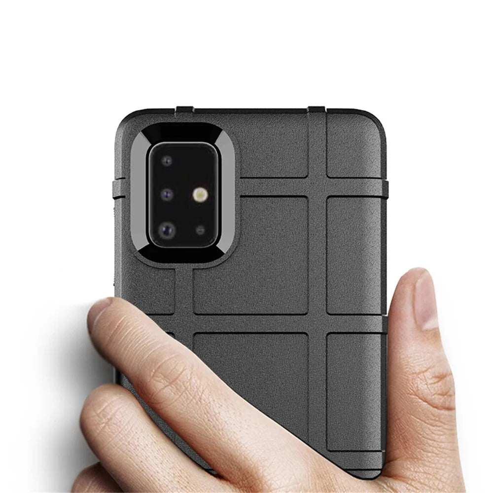 Shock-proof Rugged Square Grid Texture TPU Shell for Samsung Galaxy A71 - Black - 2