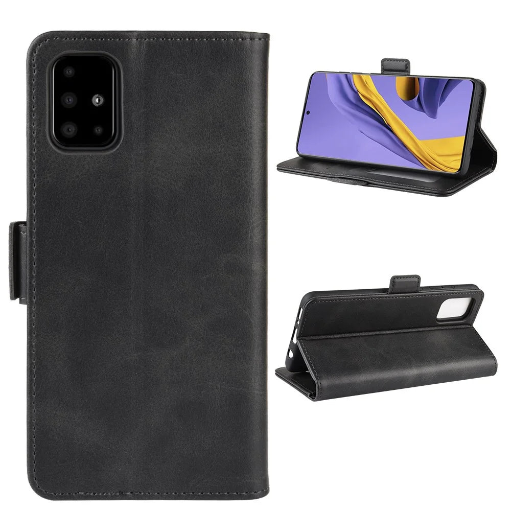 Magnet Adsorption Leather Wallet Stand Phone Shell Covering for Samsung Galaxy A51 - Black - 6