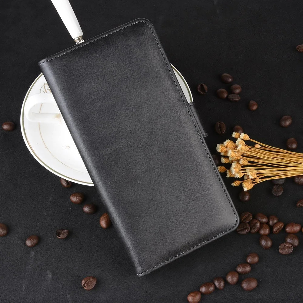 Magnet Adsorption Leather Wallet Stand Phone Shell Covering for Samsung Galaxy A51 - Black - 7