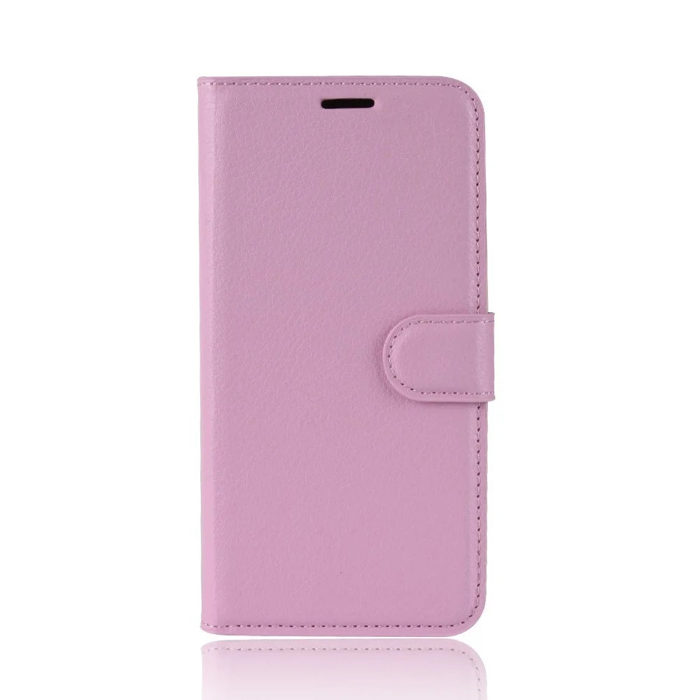 Litchi Skin PU Leather Wallet Phone Case Magnetic Closure Shockproof Flip Stand Cover for Samsung Galaxy A51 4G - Pink - 2