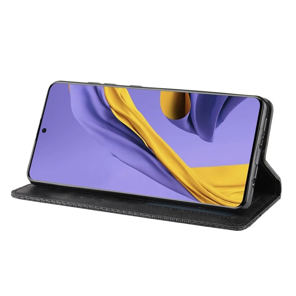 Retro Magnet PU Leather Cell Casing for Samsung Galaxy S20 Ultra - Black - 6