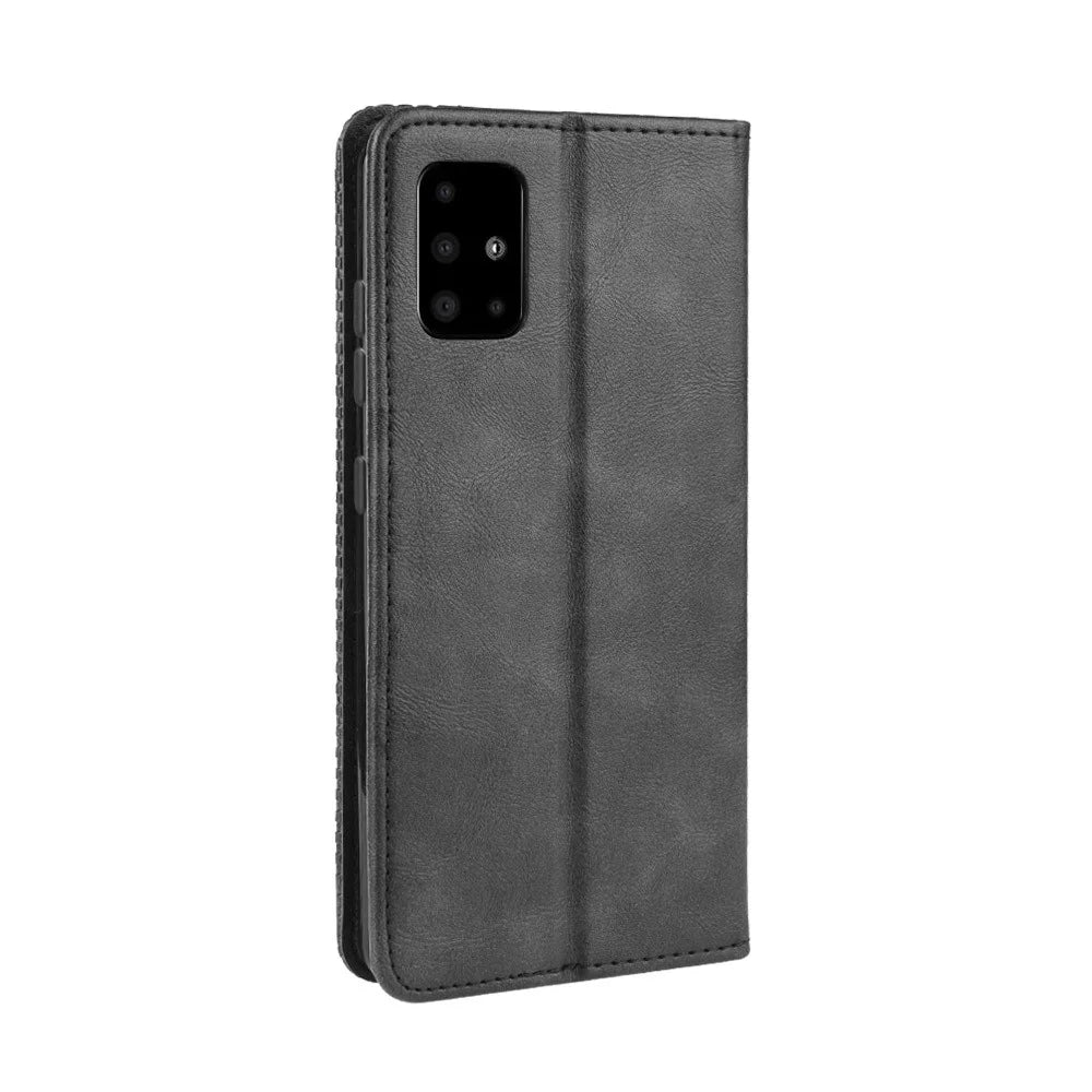 Retro Magnet PU Leather Cell Casing for Samsung Galaxy S20 Ultra - Black - 7