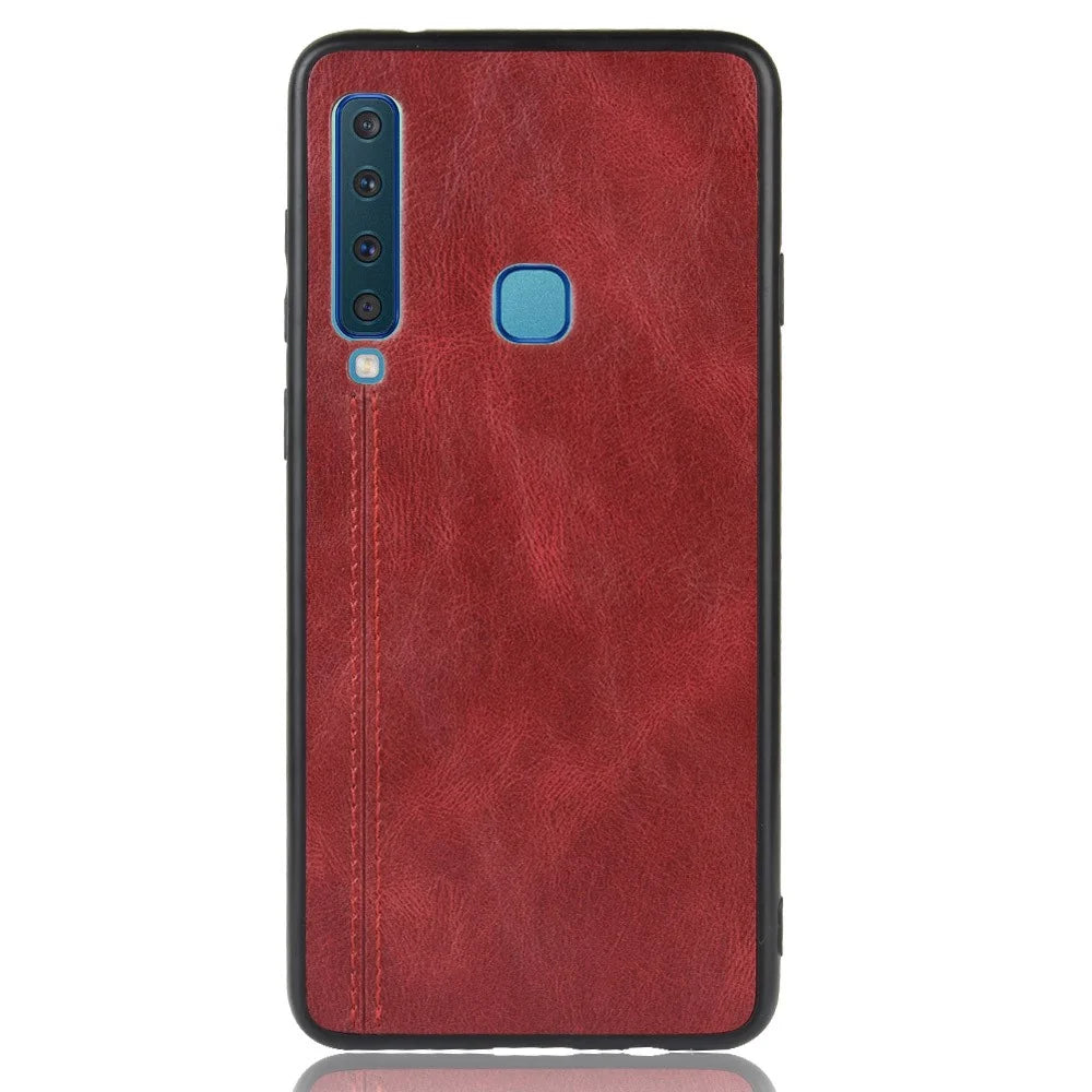 Leather Coated PC + TPU Hybrid Cover Case for Samsung Galaxy A9 (2018) / A9 Star Pro / A9s - Red - 3