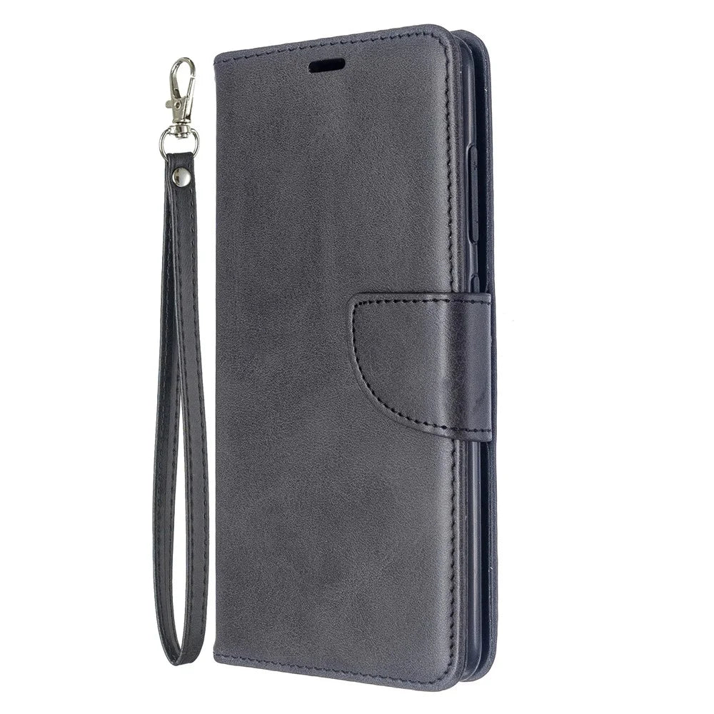 PU Leather Wallet Stand Shell Case for Samsung Galaxy A51 - Black - 2