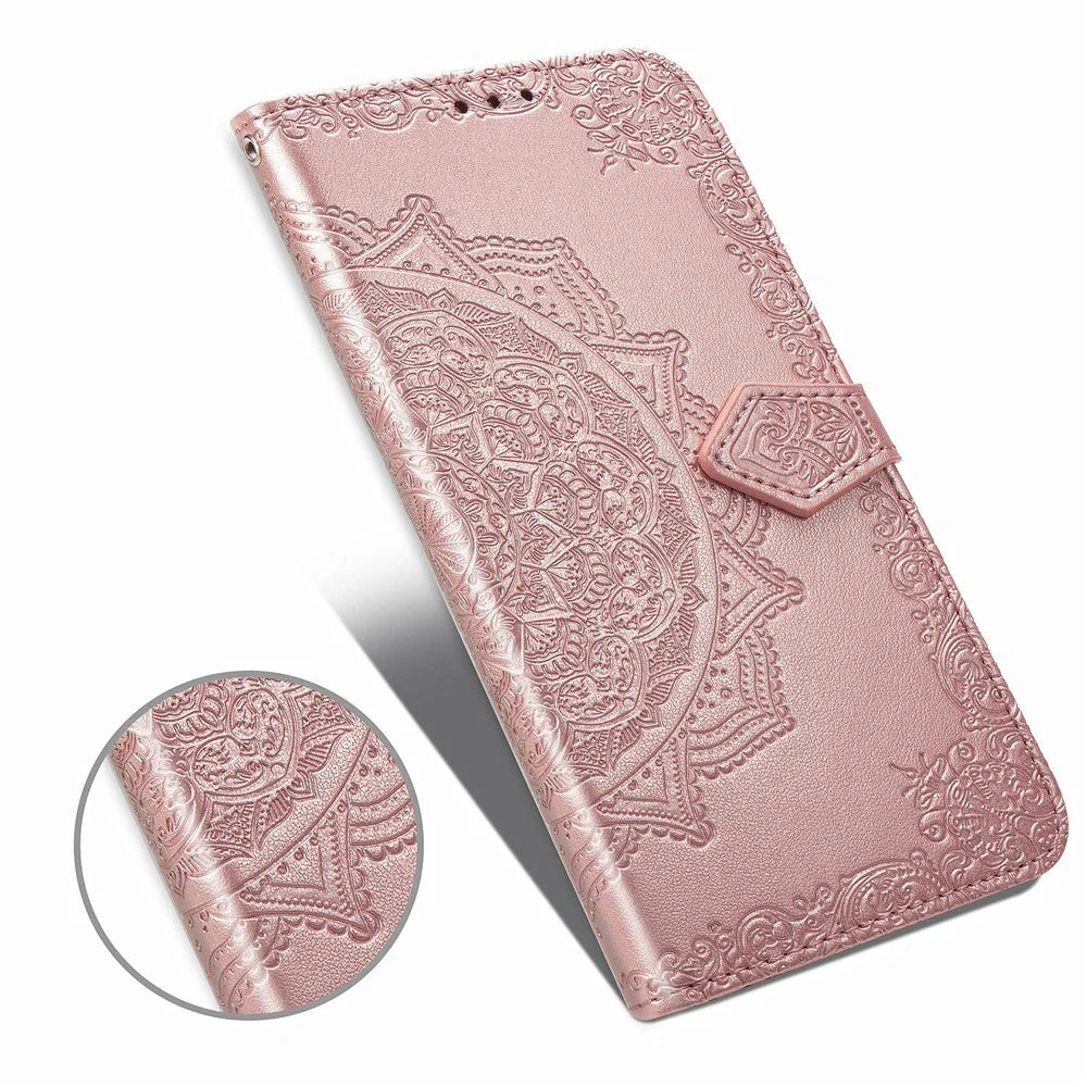 Embossed Mandala Flower Leather Covering for Samsung Galaxy S20 Plus - Rose Gold - 2