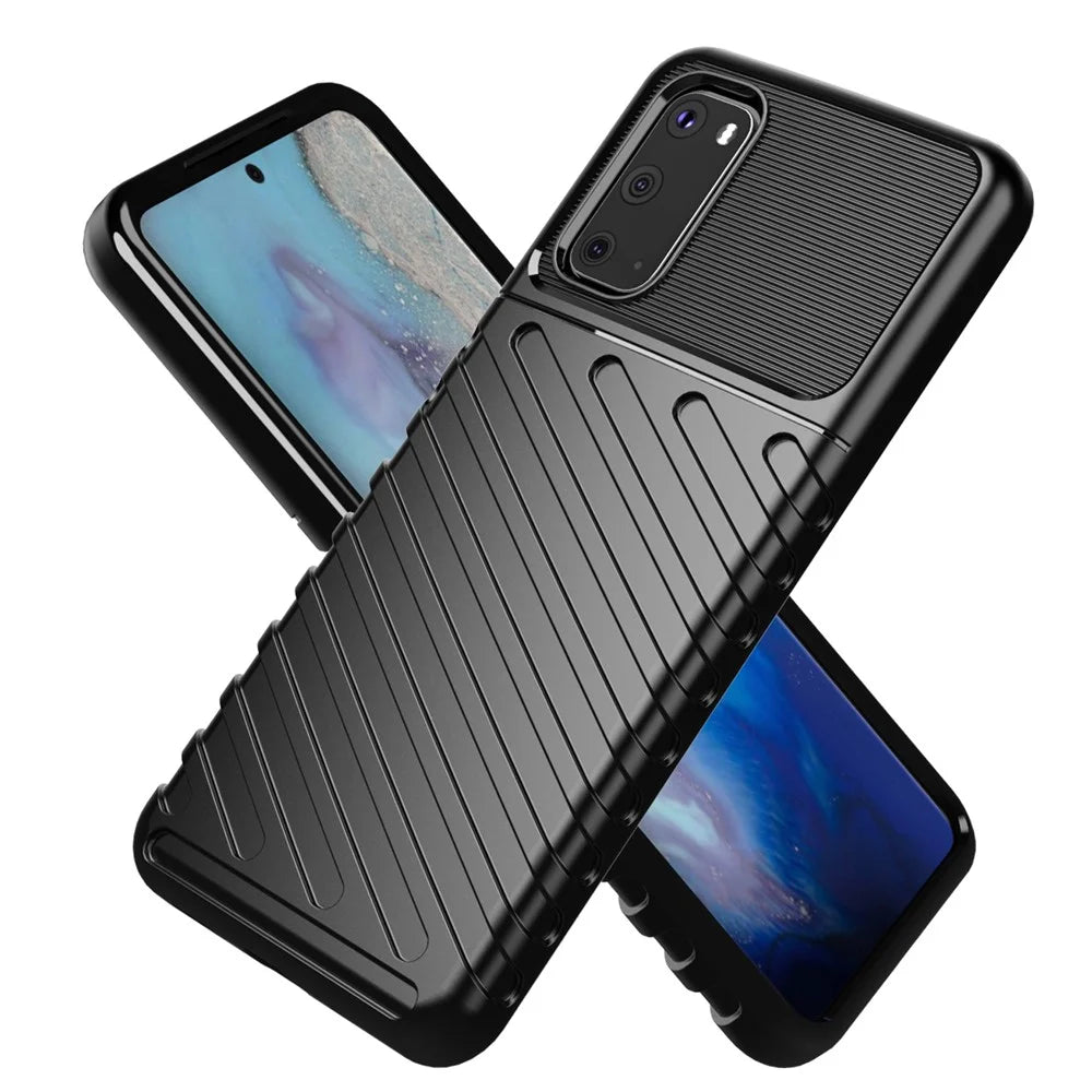 Thunder Series Twill Texture Soft TPU Phone Cover for Samsung Galaxy S20 4G/S20 5G - Black - 2