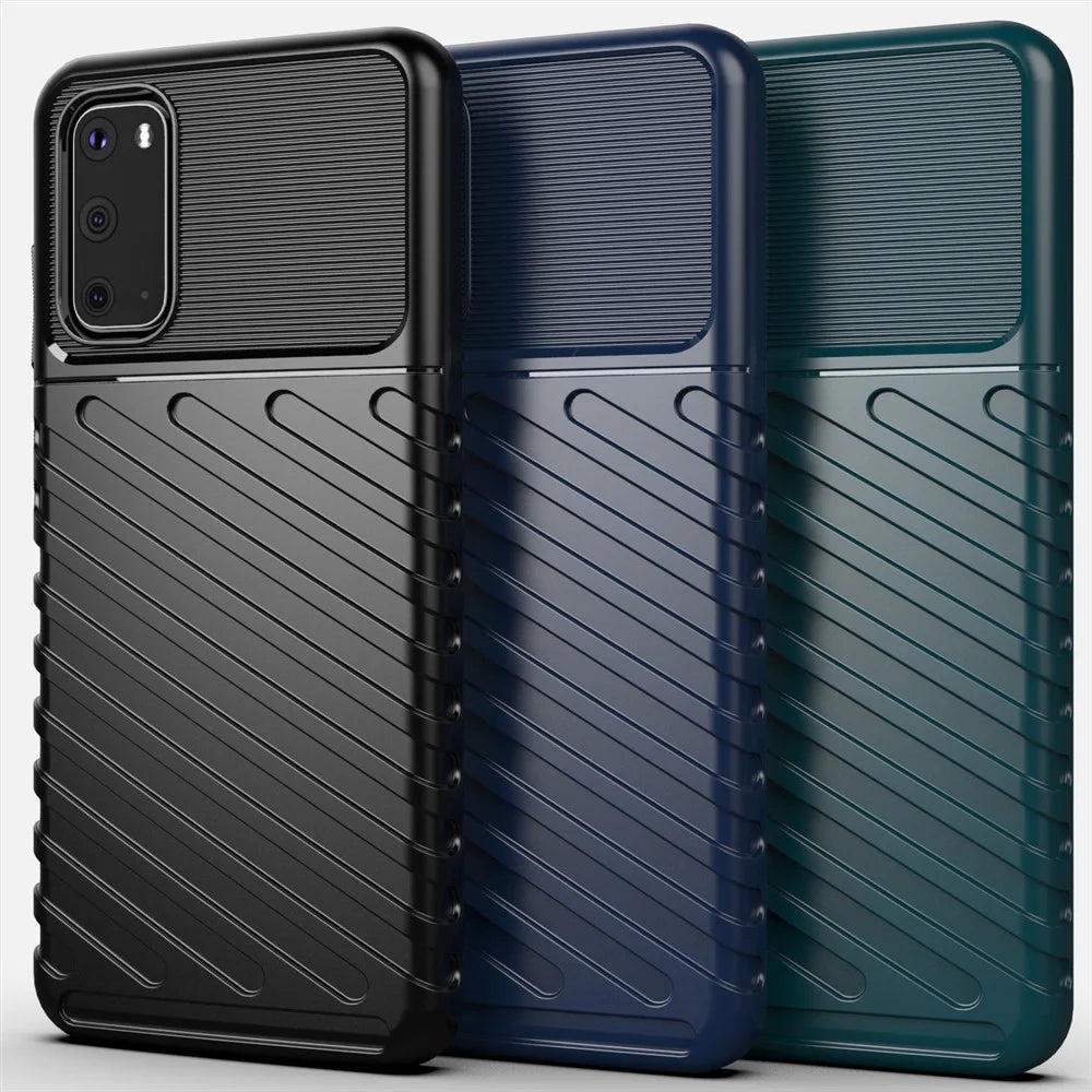 Thunder Series Twill Texture Soft TPU Phone Cover for Samsung Galaxy S20 4G/S20 5G - Black - 3